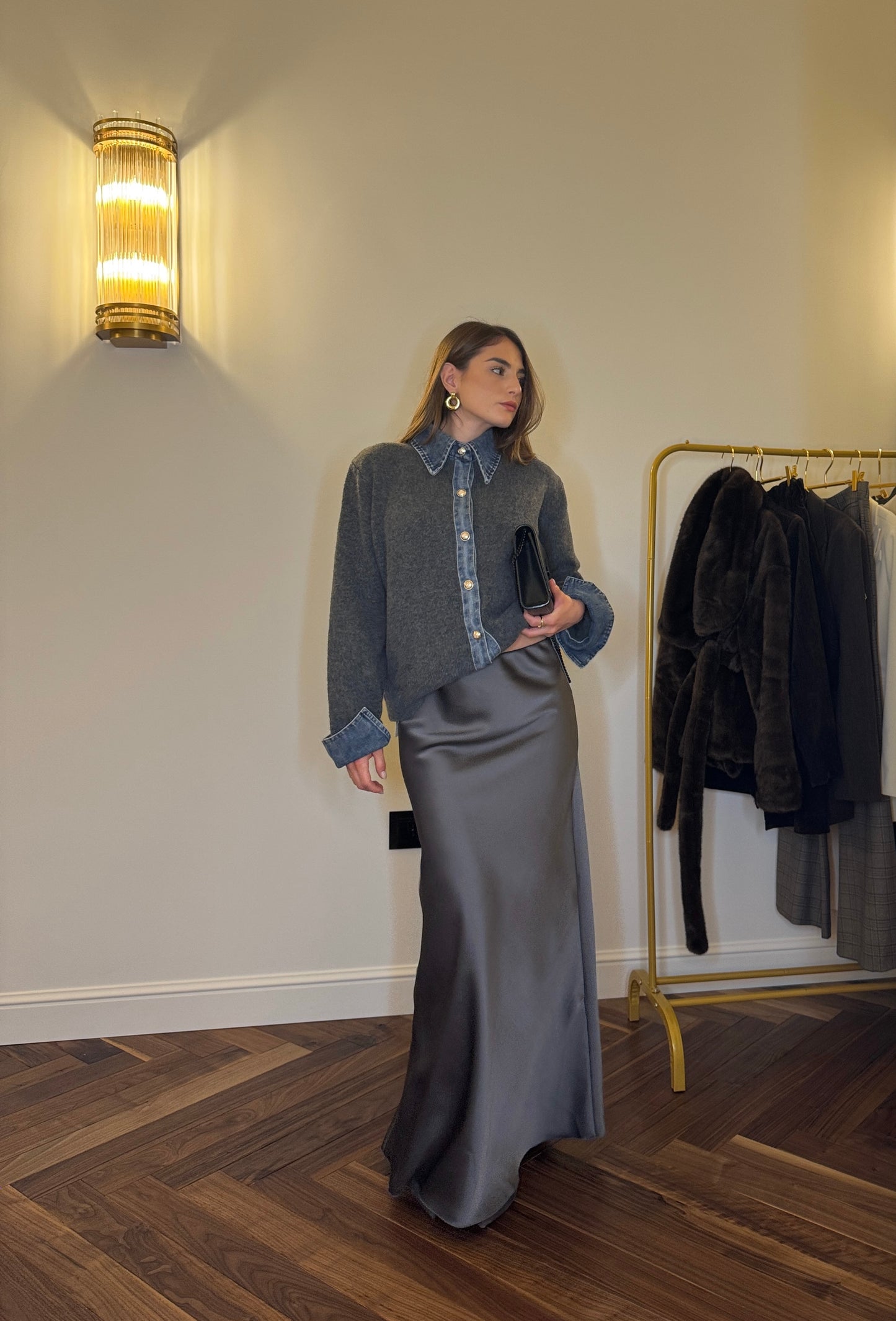 Maglione - Wool Sweater with Denim Detail