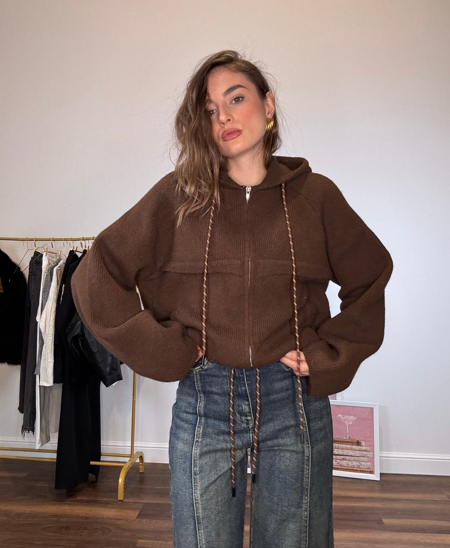 Maglione Zip Hood – brown