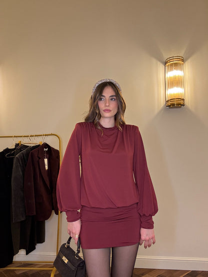 Abito Bordeaux Schiena Scoperta – Chic