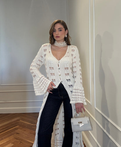 CARDIGAN TRAFORATO PANNA