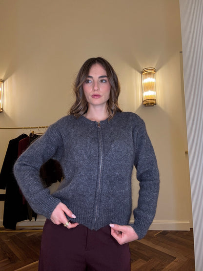 Cardigan con Zip - Grigio Antracite