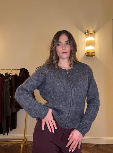 Cardigan con Zip - Grigio Antracite