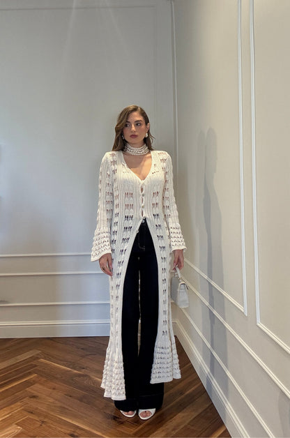 CARDIGAN TRAFORATO PANNA
