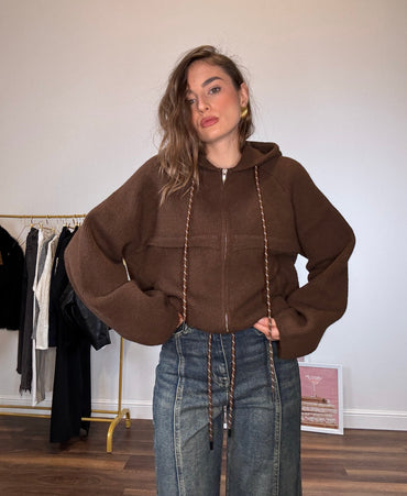 Maglione Zip Hood – brown