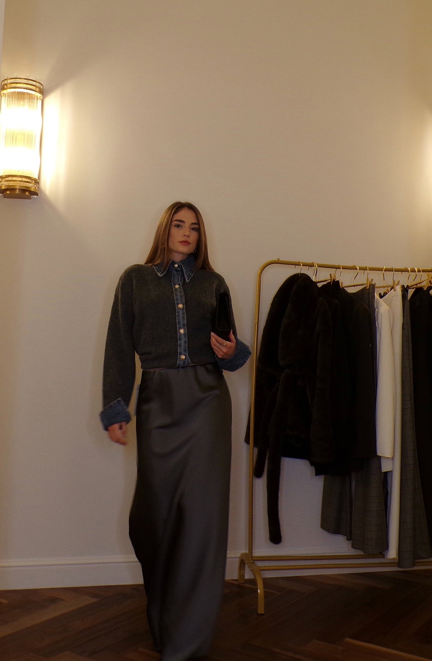 Maglione - Wool Sweater with Denim Detail