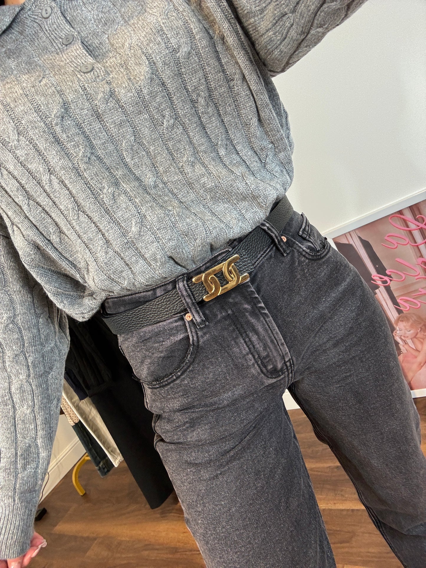 Cintura nera stile Céline