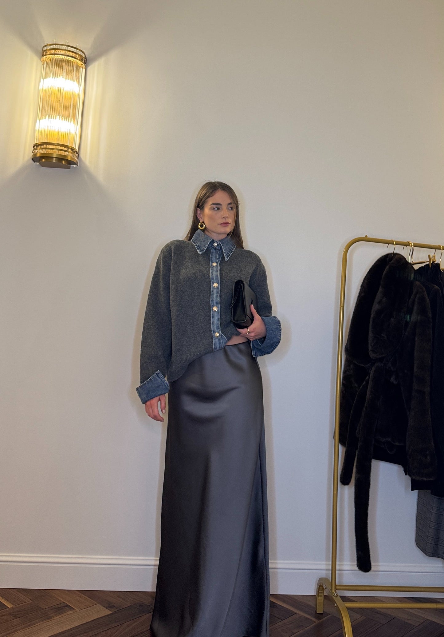 Maglione - Wool Sweater with Denim Detail