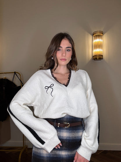 Maglione White Bow