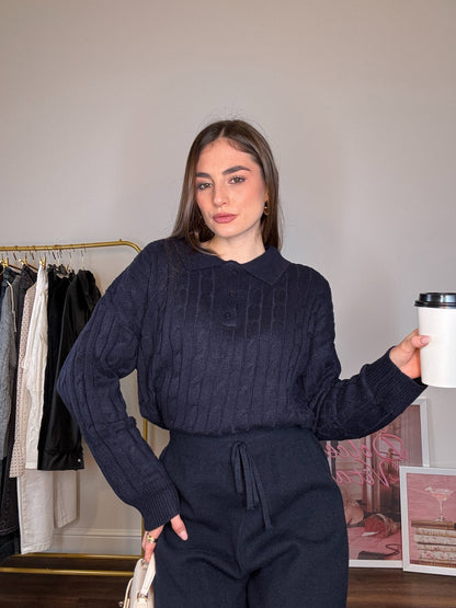 Maglioncino Polo Intreccio Blu