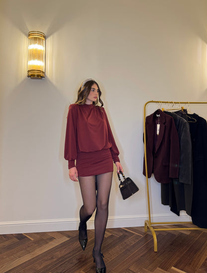 Abito Bordeaux Schiena Scoperta – Chic