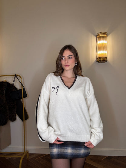 Maglione White Bow